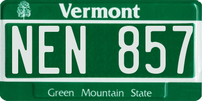 VT license plate NEN857