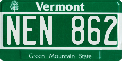 VT license plate NEN862