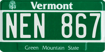 VT license plate NEN867