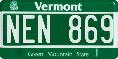 VT license plate NEN869