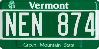 VT license plate NEN874