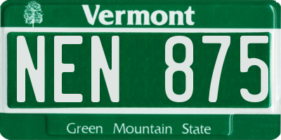VT license plate NEN875