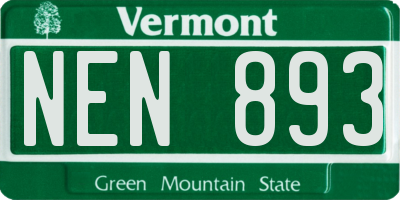 VT license plate NEN893