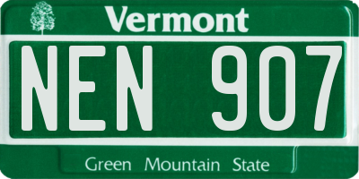 VT license plate NEN907