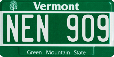 VT license plate NEN909