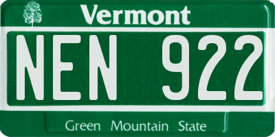 VT license plate NEN922