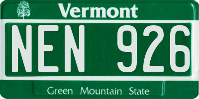 VT license plate NEN926