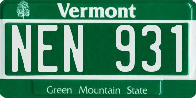 VT license plate NEN931