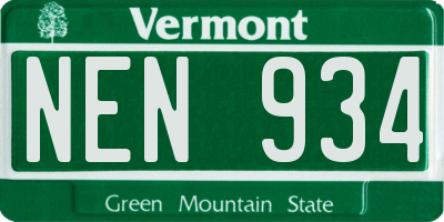VT license plate NEN934