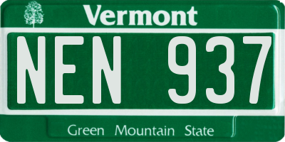 VT license plate NEN937