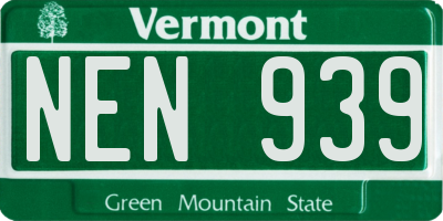VT license plate NEN939