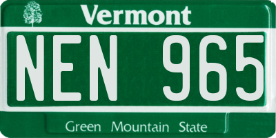 VT license plate NEN965