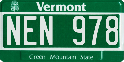 VT license plate NEN978
