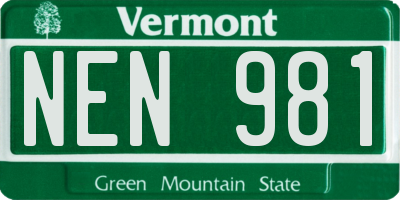 VT license plate NEN981