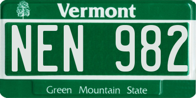 VT license plate NEN982