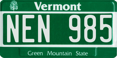 VT license plate NEN985