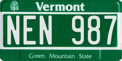VT license plate NEN987