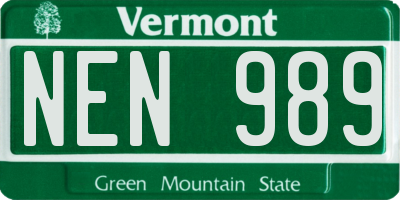 VT license plate NEN989