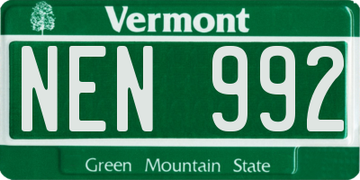 VT license plate NEN992