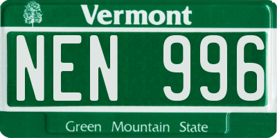 VT license plate NEN996