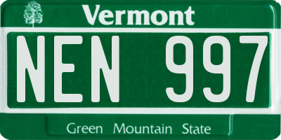 VT license plate NEN997
