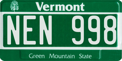 VT license plate NEN998