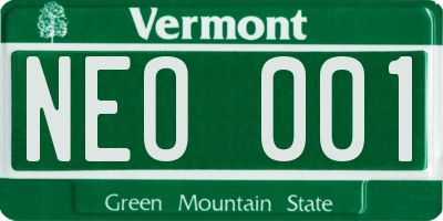 VT license plate NEO001