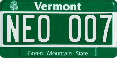VT license plate NEO007