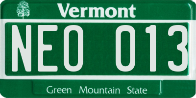 VT license plate NEO013