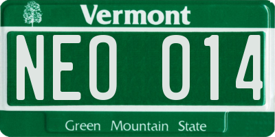 VT license plate NEO014