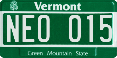 VT license plate NEO015