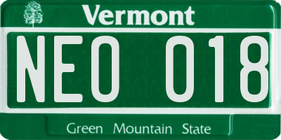 VT license plate NEO018