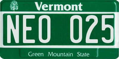 VT license plate NEO025