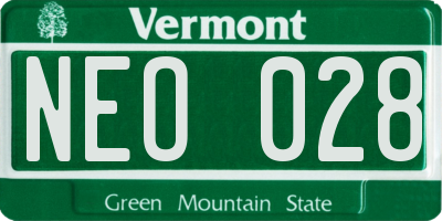 VT license plate NEO028