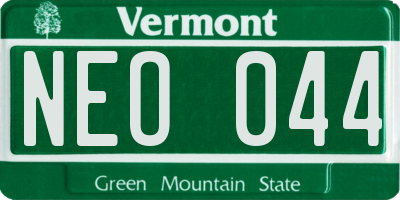 VT license plate NEO044