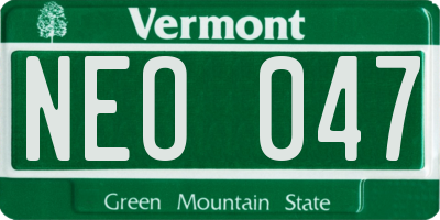 VT license plate NEO047