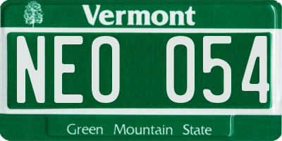 VT license plate NEO054