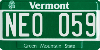 VT license plate NEO059