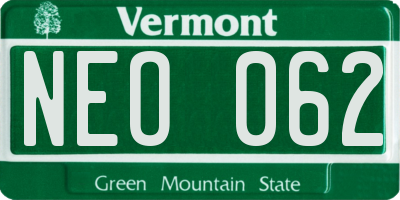 VT license plate NEO062