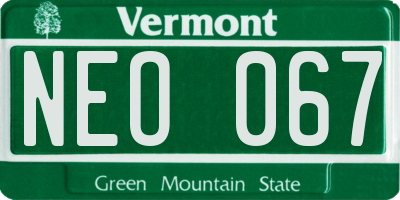 VT license plate NEO067
