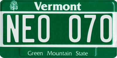VT license plate NEO070