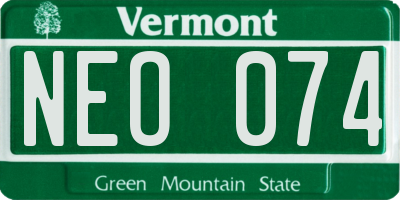 VT license plate NEO074