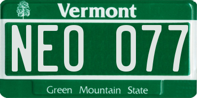 VT license plate NEO077
