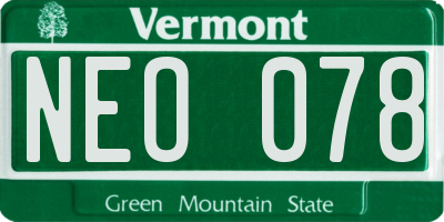VT license plate NEO078