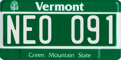 VT license plate NEO091