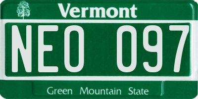 VT license plate NEO097