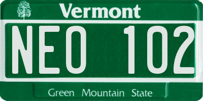 VT license plate NEO102