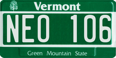 VT license plate NEO106