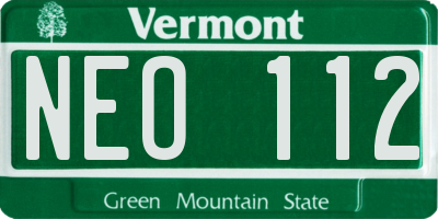 VT license plate NEO112