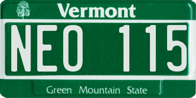 VT license plate NEO115